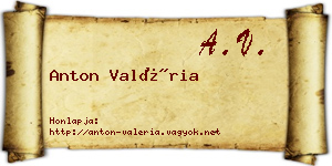Anton Valéria névjegykártya